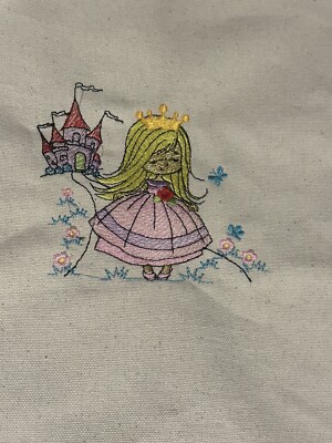 Cute Tote Bag Embroidered Princess & The Castle, Perfect For Her Little Things
