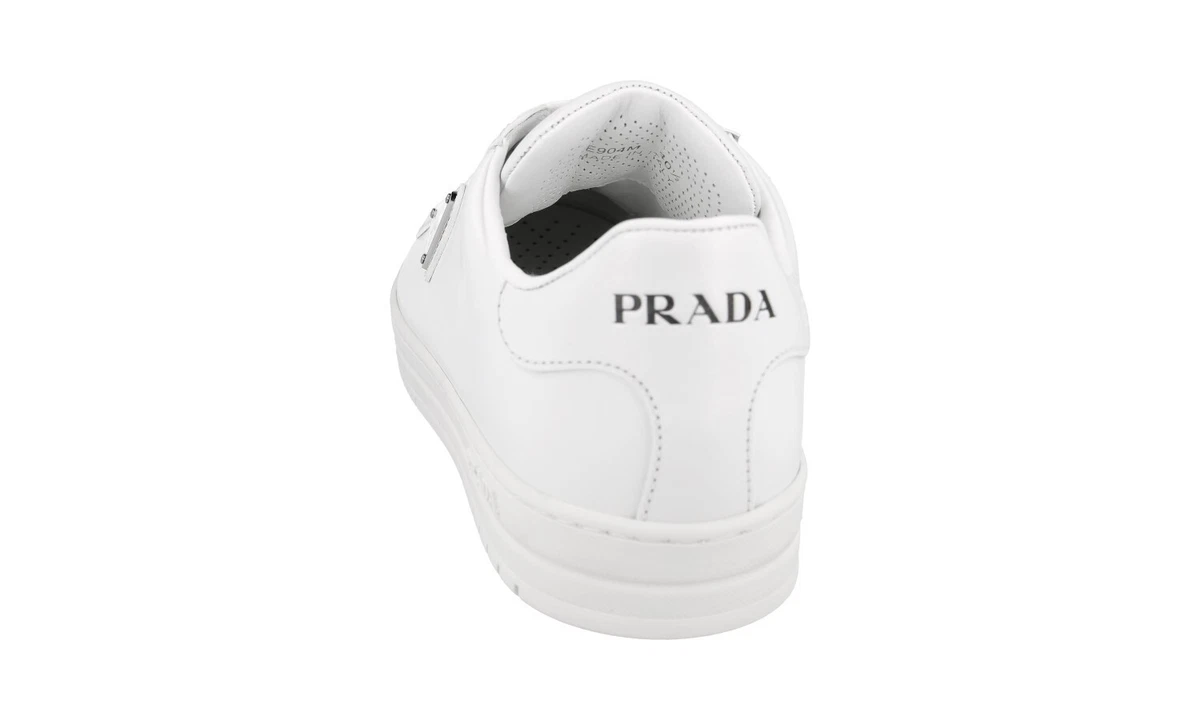 PRADA Leder Downtown Sneaker Schuhe 1E144N Weiss Triangolo NEU - 40,5 UK 7.5