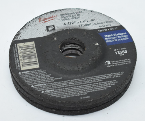 Lot of 3 Milwaukee Grinding Wheels Discs 4-1/2" x 1/4" x 7/8" Type 27 49-94-4520