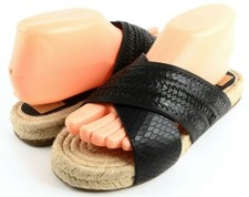  120 DOLCE VITA GENIVEE 2 Black Leather Designer Slides Sandals 8 M
