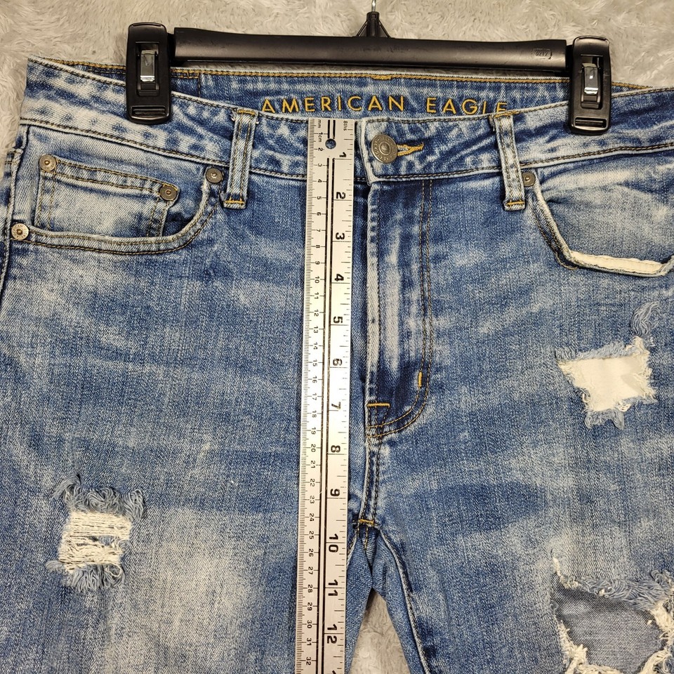 American Eagle Jeans Mens 32x34 Distressed Slim Flex Fit Blue eBay