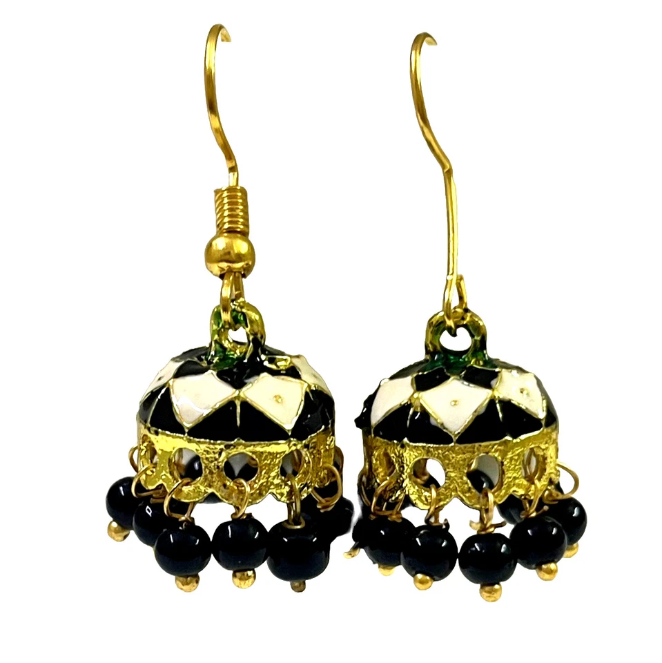 Handmade Copper Jhumki Rajasthani Earrings for Women – Colorful Floral Enamel - Image 2 of 2