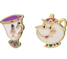 Beauty and the Beast Chip Mrs. Potts Mismatched Stud Earrings Sterling Silver