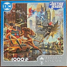 DC Justice League CMP 1000 Pc Puzzle Good vs Evil Comics Tall Buildings Machines