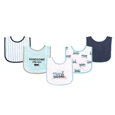 Luvable Friends Cotton Terry Drooler Bibs with PEVA Back 5pk, Train, One Size