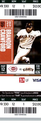 Cincinnati Reds vs San Francisco Giants 5/12/2017 Ticket Brandon Crawford ..