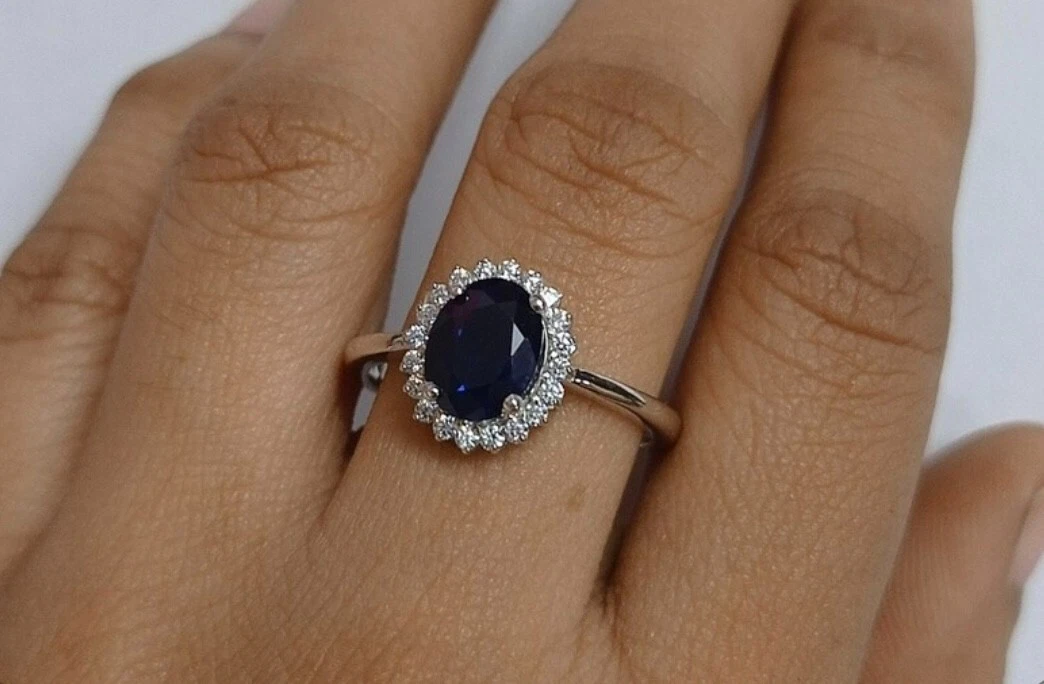 Heated Blue Sapphire Gemstone with 925 Sterling Silver Ring for Men's #5624  | eBay