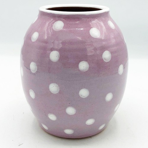 Lavender Dots Red Clay Vase 6" H - Picture 2 of 4