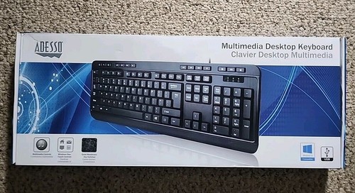 Adesso AKB-132UB Multimedia Desktop Keyboard Black - Picture 1 of 5