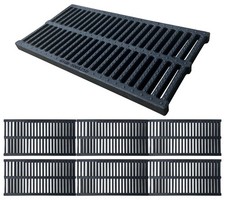 A15 6 Pack Polymer Plastic Channel Drain Grate-19.7x9.8x1 in Durable Trench C...
