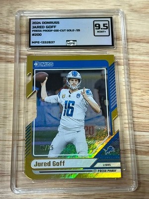 2024 DONRUSS JARED GOFF PRESS PROOF GOLD DIE CUT /25 MPE 9.5