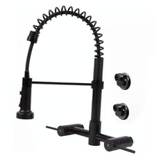 Wall Mount Kitchen Faucet, 8 Inch Center Matte Black Wall Mount Sink Faucet