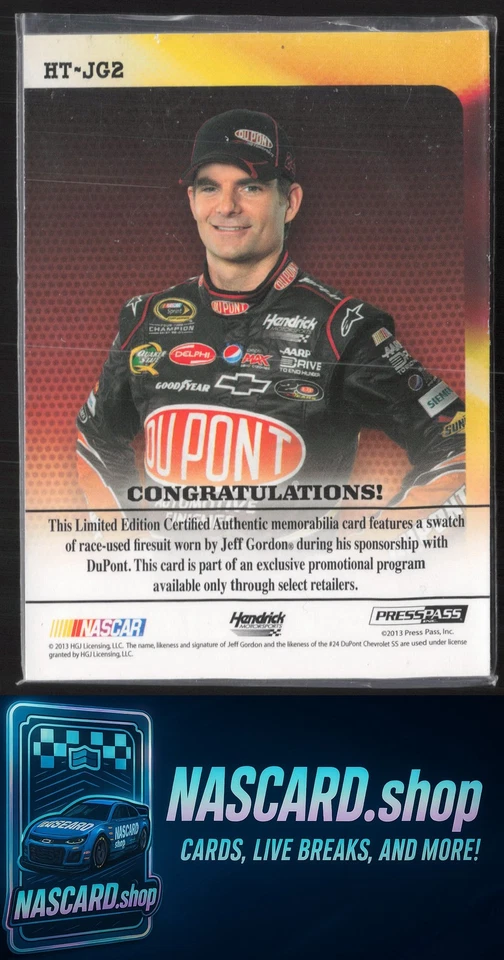 2013 Press Pass Ignite #HT-JG2 Jeff Gordon Hot Threads Silver - Image 2 of 2