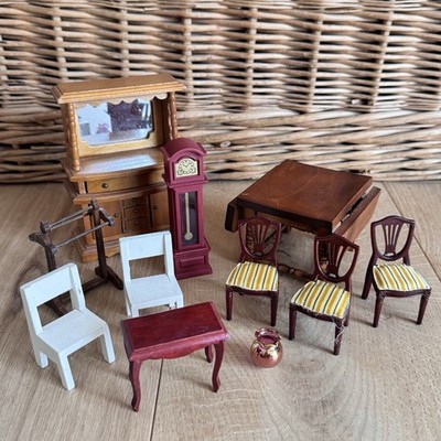 Vintage Holz Puppenhaus Möbel Esszimmer Zubehör