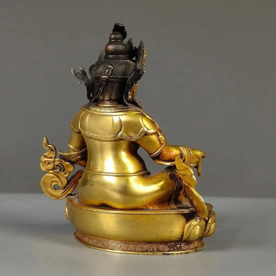 Budismo Tibetano Dorado Cobre Amarillo Jambhala Estatua B Foto 4 de 4