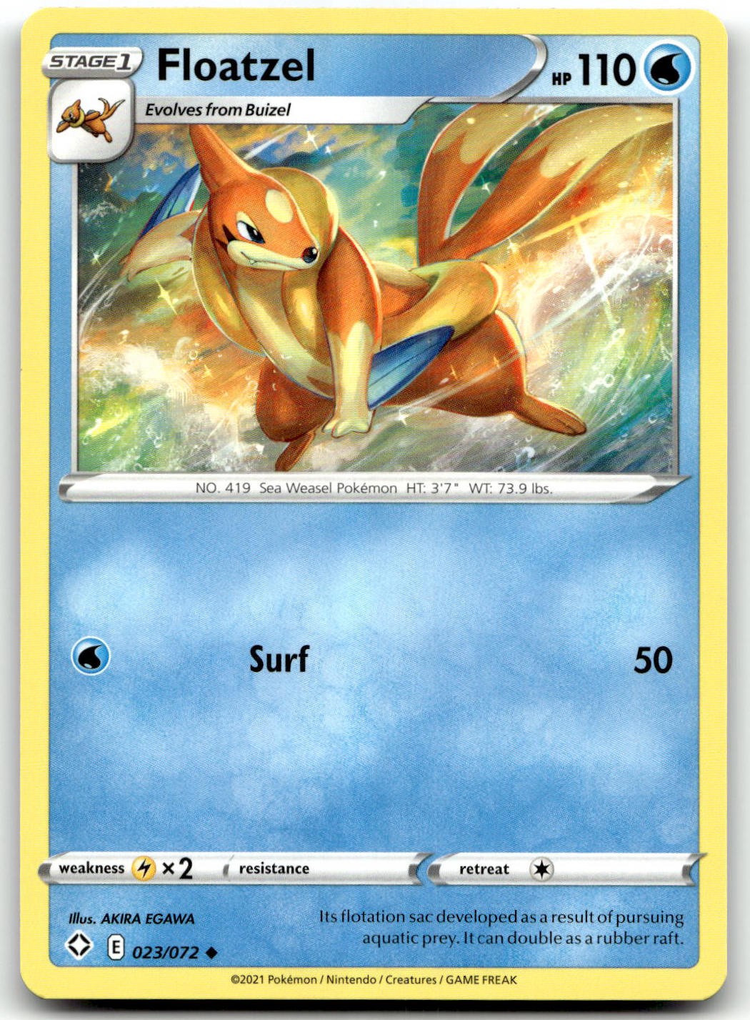 Floatzel 023/072 Shining Fates Uncommon Normal Pokemon TCG NM
