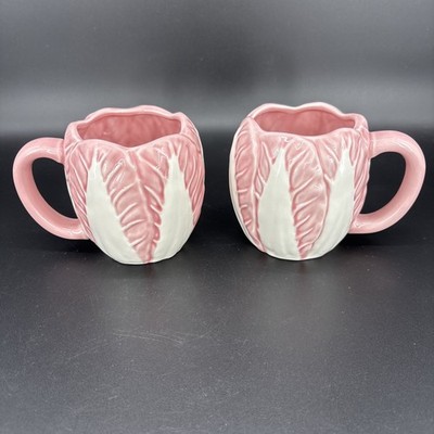 Threshold Radicchio Cabbage Ware Leaf Pink Mugs Set Of 2 New Target Stoneware