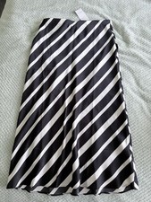 Lipsy Women's Skirt Size 14 Satin Lined Black And White Stripe. BNWT