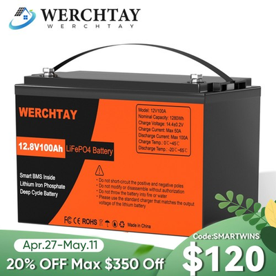 #ad 12V 100Ah LiFePO4 Battery Deep Cycle 15000 Cycles BMS for RV Marine Off Grid $150.99