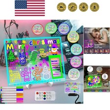 11.81 x 7.9 Inch 7-Color Changing LED Dry Erase Board - USB Powered with Remo...