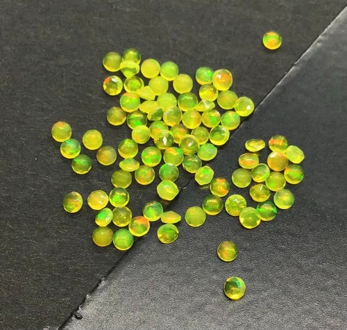 AAA Natural Ethiopian Yellow Fire Opal Round Cut Loose Gemstone For All Jewelry - Picture 3 of 8