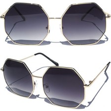 Octagon Frame Sunglasses Gold Color Frame Fashion Classic Retro Vintage Design