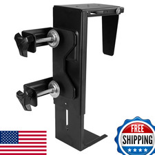 VIVO Adjustable Clamp-on Desk Leg PC Mount Under Desk CPU Holder Tool-Free Black