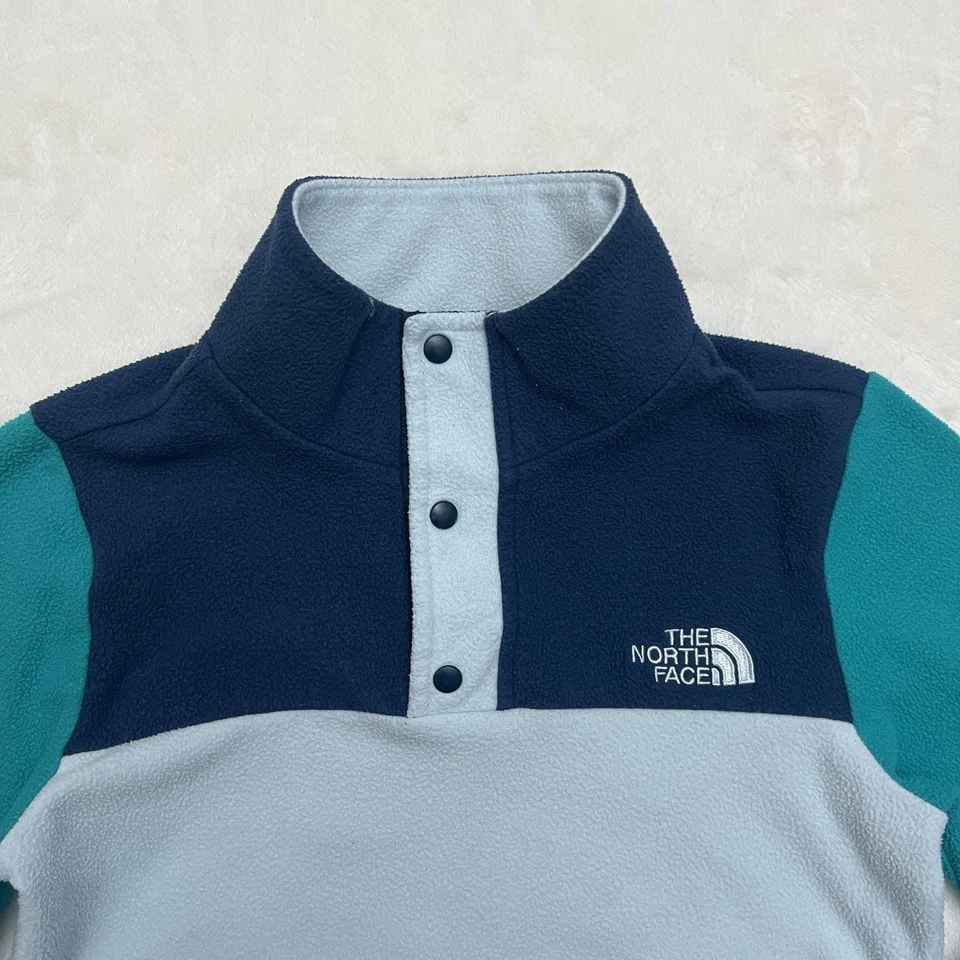 North Face Fleece Sweatshirt Pullover Girls Small 7/8 Blue 1/4 Snap - Image 2 of 4