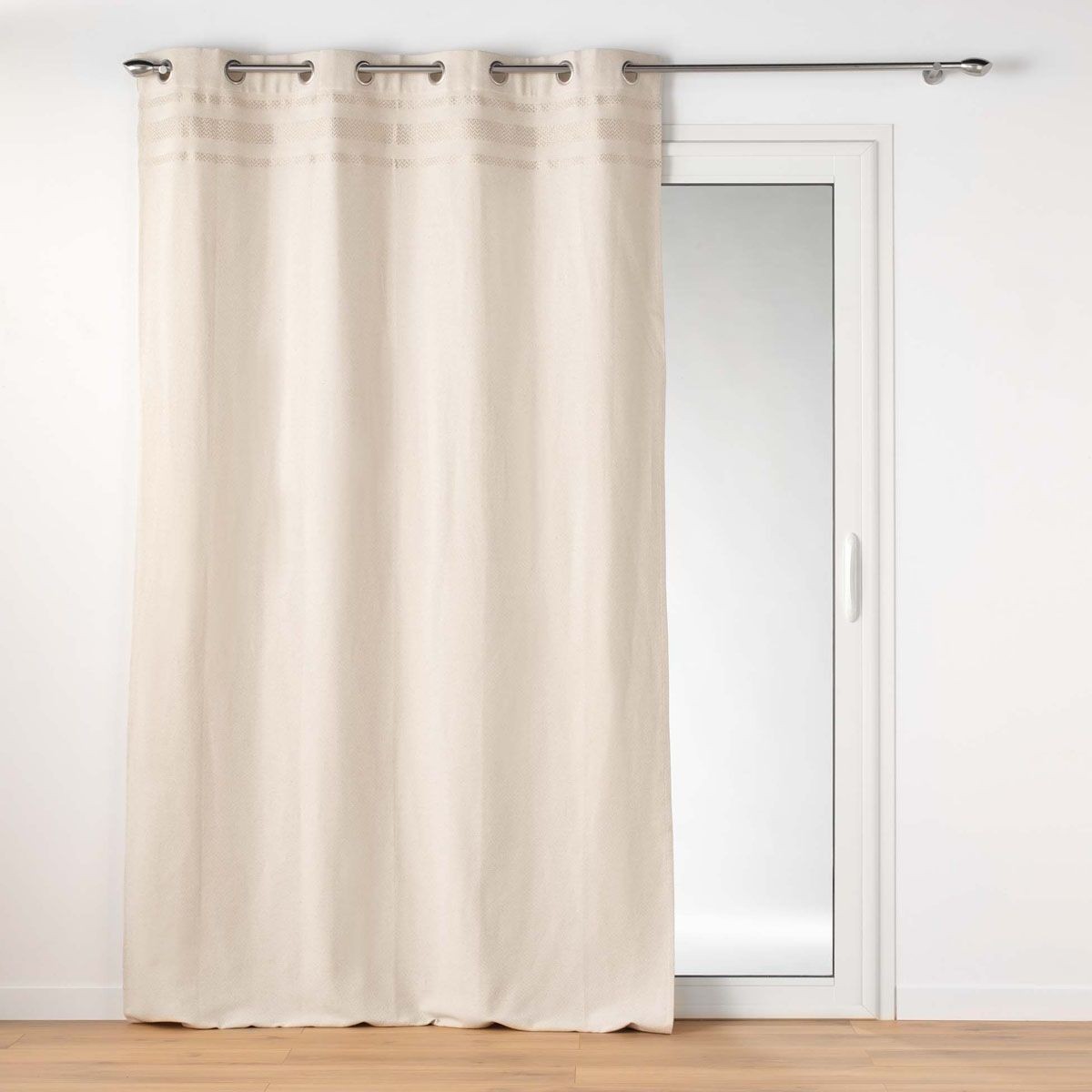 Rideau à œillets 140x240 beige jacquard Doreline grand panneau fenêtre