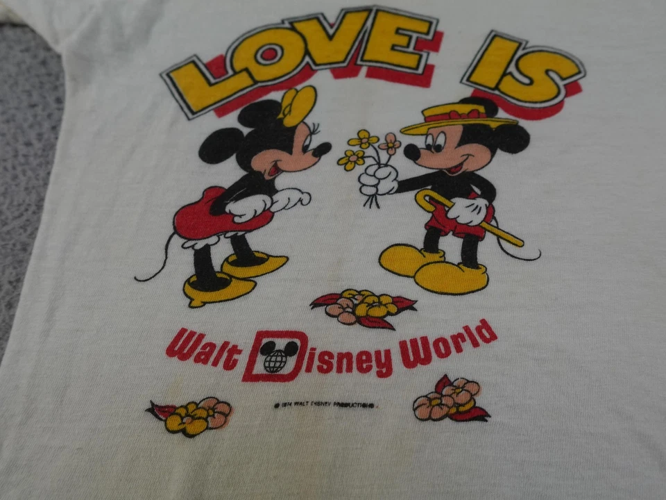 Camisa De Colección Disney Mickey Minnie Juventud 8 Blanco Love Is Walt Disney World Años 70 Foto 2 de 4