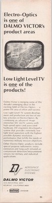 Dalmo Victor Electro-Optics Print Ad 1967 Vintage Aerospace Tech