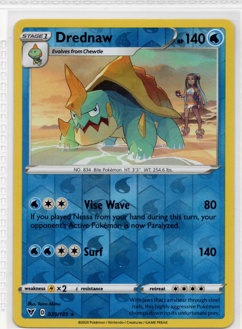 Drednaw 39/185 - Vivid Voltage - Reverse Holo - Rare - Pokemon Card TCG
