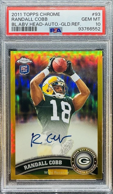 2011 Topps Chrome Gold Refractor Auto /10 Randall Cobb Rookie #93 Packers PSA 10