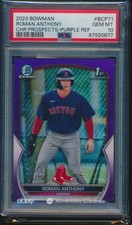 PSA 10 ROMAN ANTHONY 1st 2023 Bowman Chrome PURPLE REFRACTOR/250 RC GEM MINT