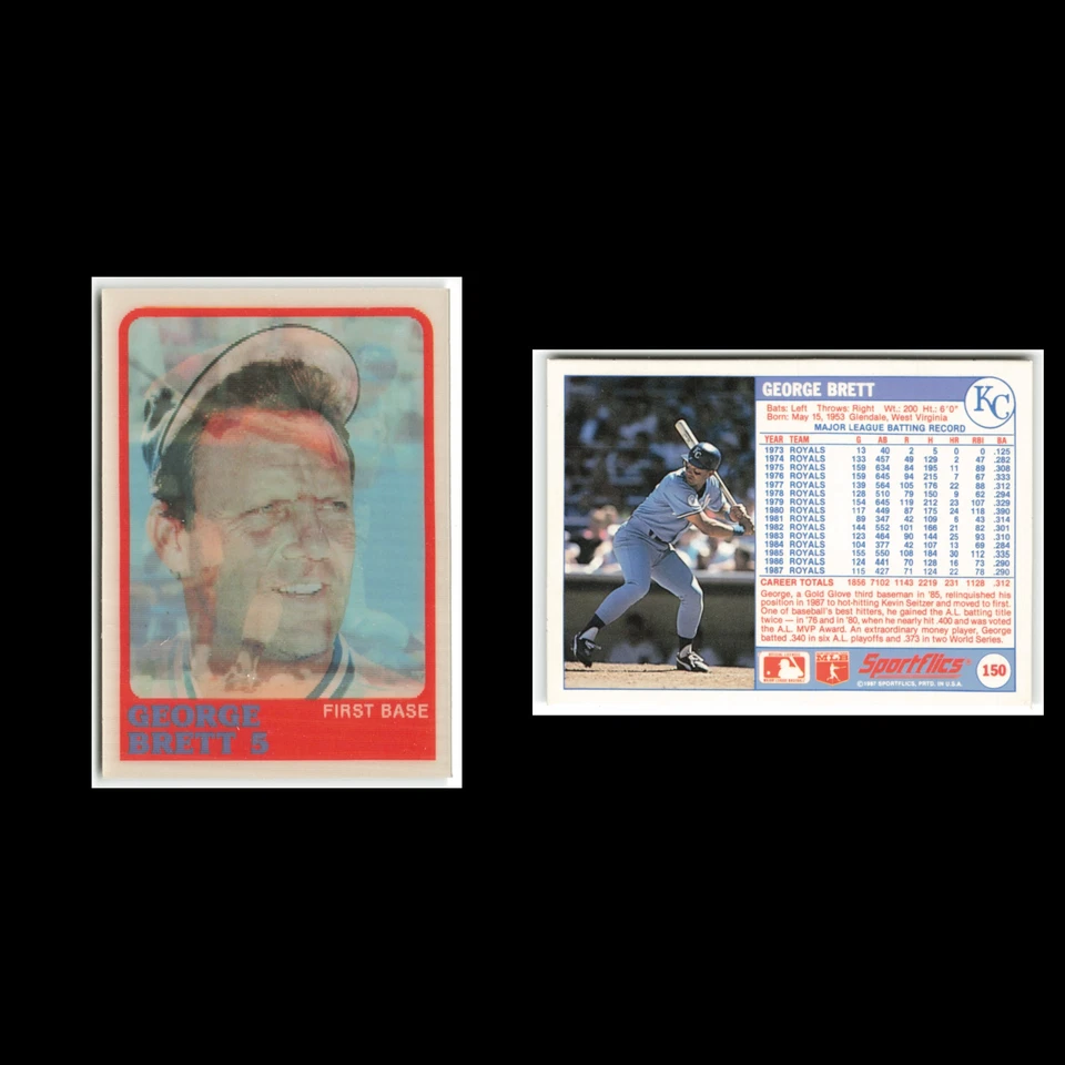 George Brett #150 1988 Sportflics Kansas City Royals Baseball Card MLB NM - Image 3 of 3