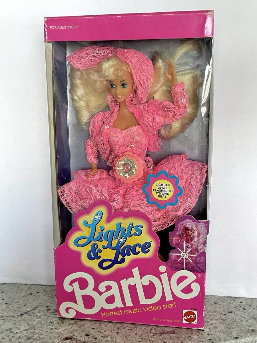 1990 Lights and Lace Barbie Light Up Jewel Mattel NRFB #9725 for