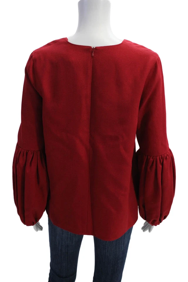 Ann Mashburn женщин шерсти смесь v-образным вырезом длинным рукавом молнии блузка верхний красный размер S - Изображение 3 из 4