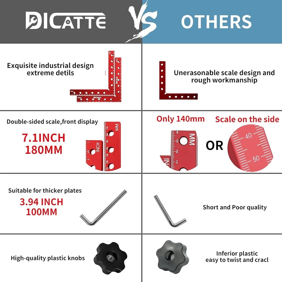 Abrazadera cuadrada de ángulo recto de posicionamiento de 90 grados 7,1" x 7,1" aleación de aluminio Woodwo Foto 2 de 4