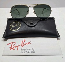 VTG B L RAY BAN WOMENS GOLD AVIATORS GREEN LENS L0205 58 14 W/CASE '96