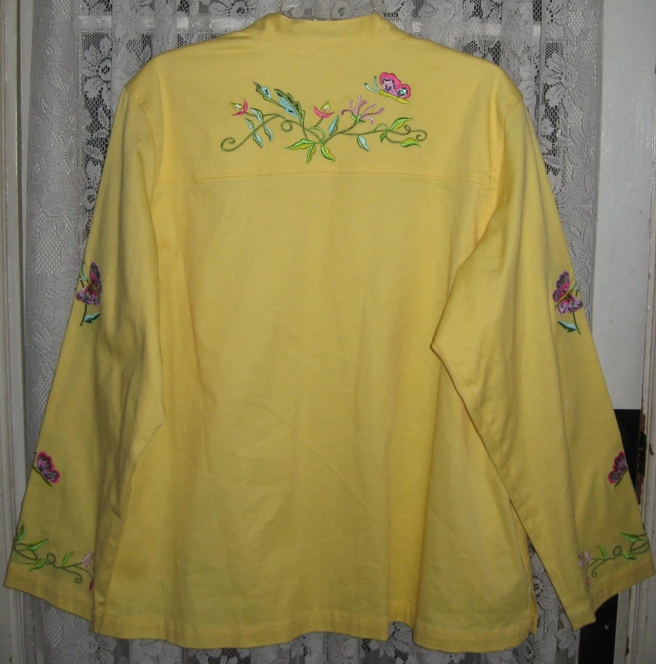 QUACKER FACTORY JACKET FLORAL EMBROIDER SEQUINS XL ZIP FRONT NEW SHIP FREE USA - Image 2 of 4
