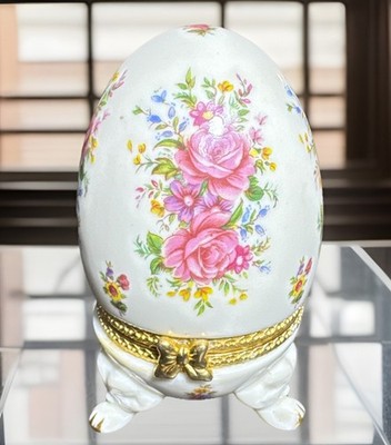 Formalities by Baum Brothers - 3-Legged Porcelain 4  Egg-Shaped Trinket Box