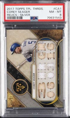 #ad 2017 TRIPLE THREADS RELICS SILVER #CA1 COREY SEAGER 12 27 PSA 8 $80.00