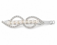Silver Tone Pearl Crystal Hair Barrette Rhinestone Hair Clip Bridal Wedding Pin
