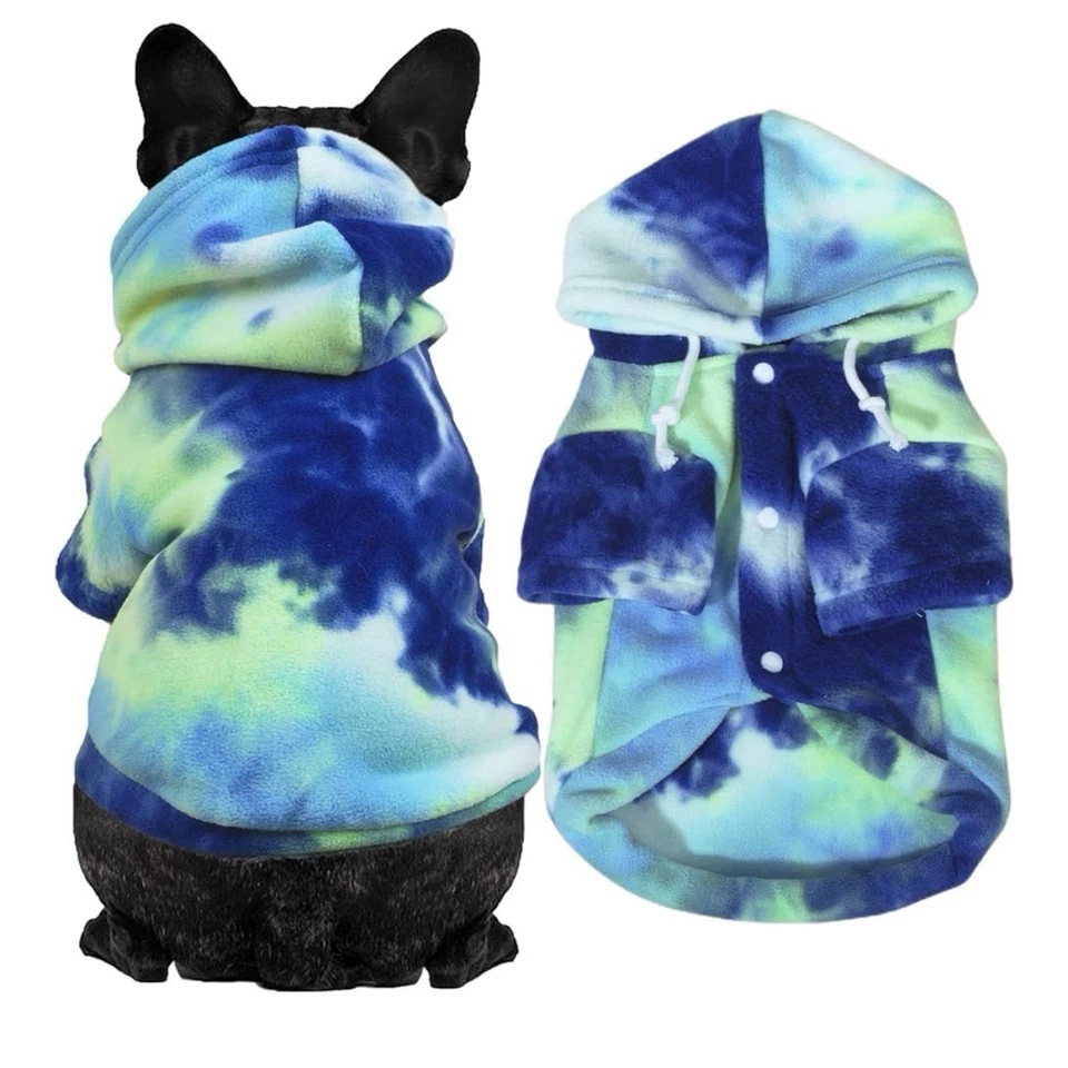 Tie Dye Terry/Fleece Hoodie Sweatshirt/Coat for Puppy/Dog/Cat Size XS, M or Lg - Image 2 of 4