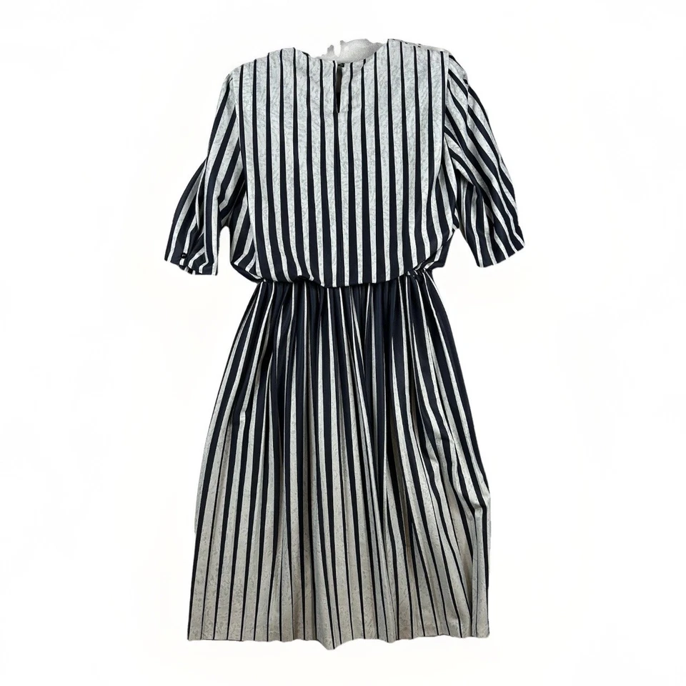 Vintage 80s MCS NY Dress 10P Pleated Elbow Sleeve USA Secretary Academia Career - Image 4 of 4