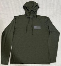 Anetik premium performance Green hooded long sleeve shirt size SMALL UPF 30 