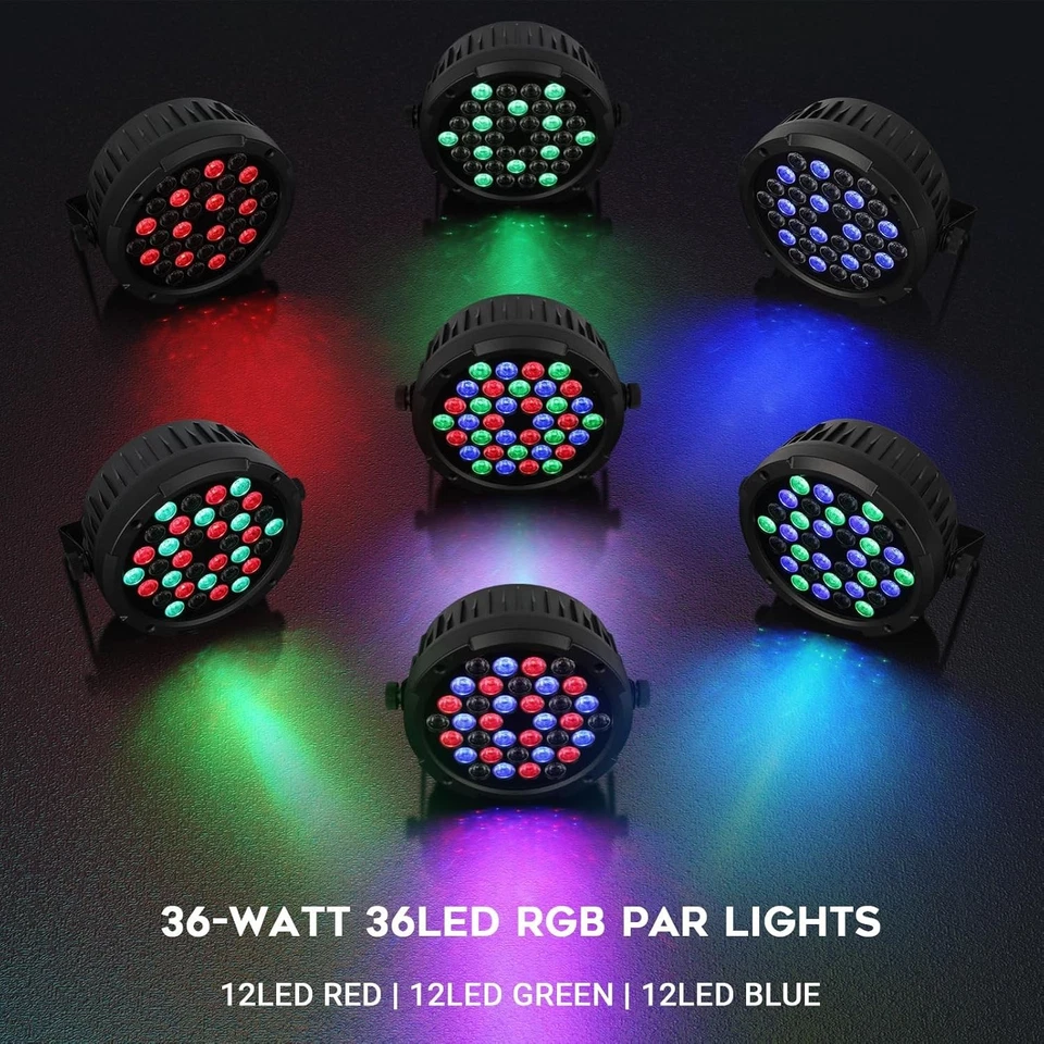 Portable 36W RGB Stage Lights 4 Pack with Remote - Ideal for DJs & Celebrations - Image 4 of 4