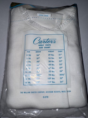 Vintage Old Stock 2 Carter's Girls Camisole Sleeveless Vests Size 14 VTG NEW NIP - Picture 3 of 3