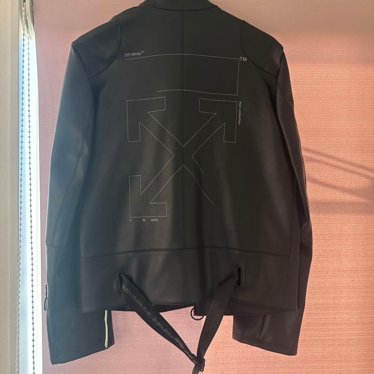 Men's Wear Off-White OFF WHITE Leather Jacket Riders Jacket Black thumbnail 2