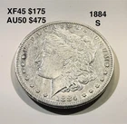 1884-S Morgan Silver Dollar AU Key Date San Francisco Mint Details Coin